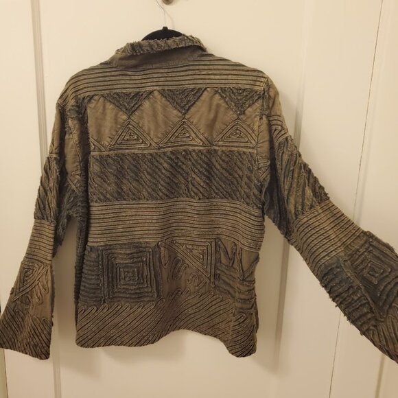 Mohito Womens Blazer Brown Geometric Textured Design Button Up Size XL - Picture 8 of 8